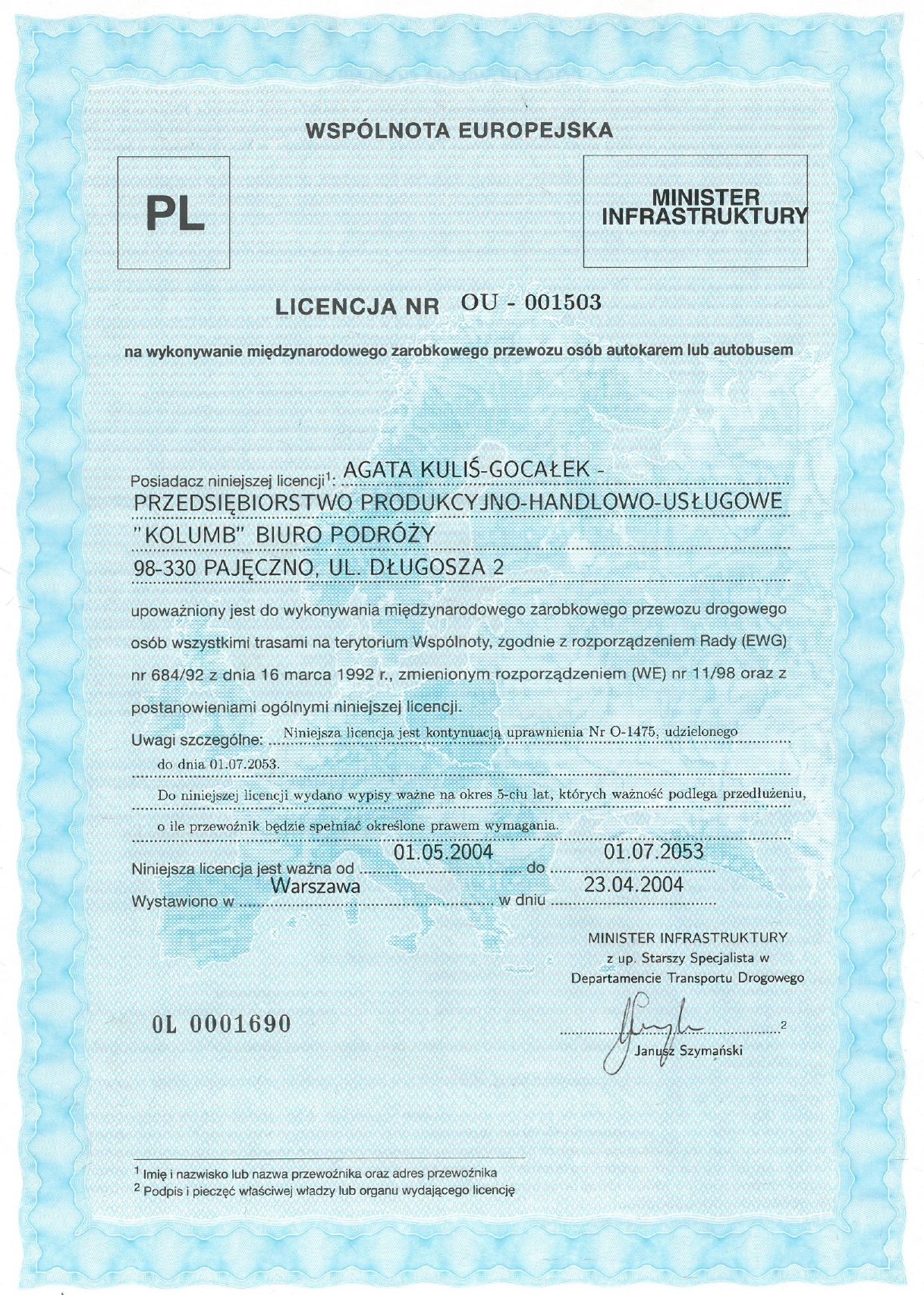 Licencja transportowa